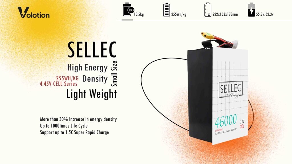 Sellec Semi Solid State 14s 46000mAh 20C Drone Battery (Also for Boat & UPS Applications)