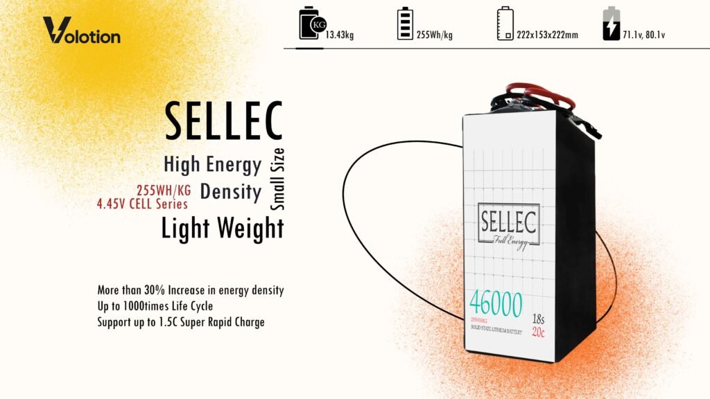 Sellec Semi Solid State 18s 46000mAh 20C Drone Battery (Also for Boat & UPS Applications)