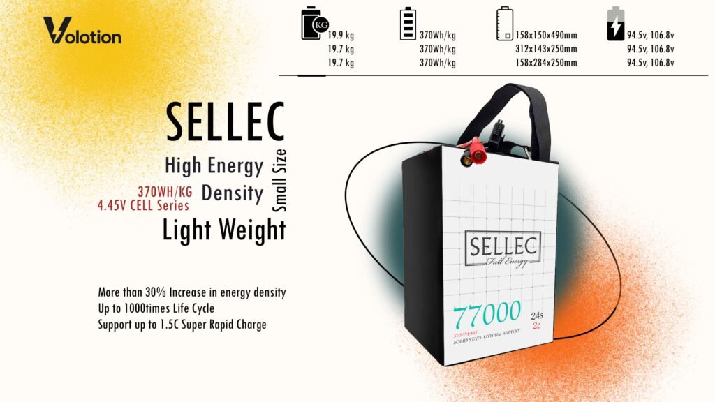 Sellec Semi solid State 24s 77000mAh 2C Drone Battery (Also for Boat & UPS Applications)