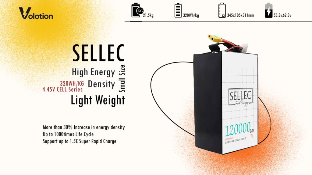 Selec Semi solid State 14s 120000mAh 7C Drone Battery (Also for Boat &amp; UPS Applications)