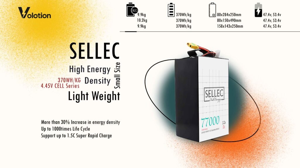 Sellec Semi solid State 12s 77000mAh 2C Drone Battery (Also for Boat &amp; UPS Applications)