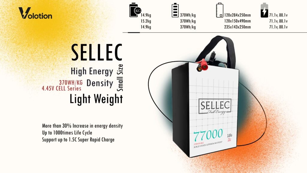 Sellec Semi solid State 18s 77000mAh 2C Drone  Battery (Also for Boat &amp; UPS Applications)