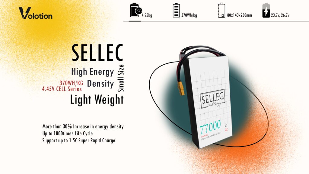 Sellec Semi solid State 6s 77000mAh 2C Drone Battery (Also for Boat & UPS Applications)